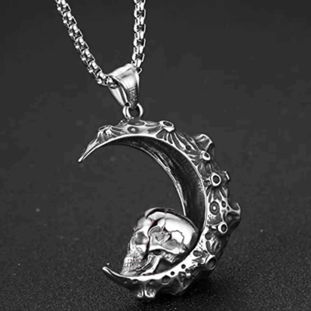 Moon with Skull Necklace
